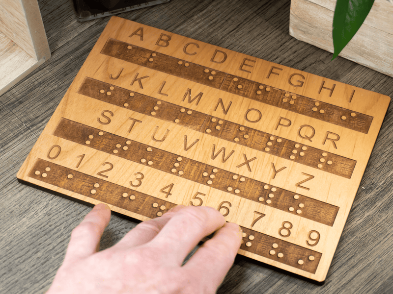 Tactile Braille Alphabet and Number Board with Raised Dots