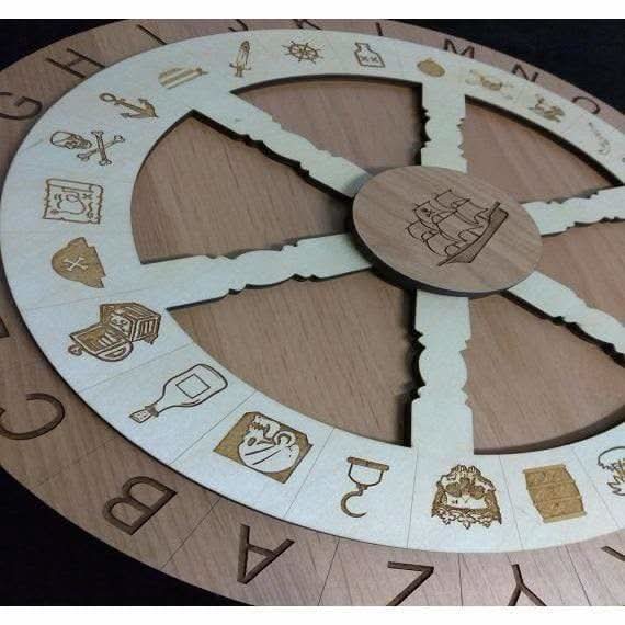 16 inch Pirate Themed Escape Room Cipher Wheel Prop - Creative Escape Rooms