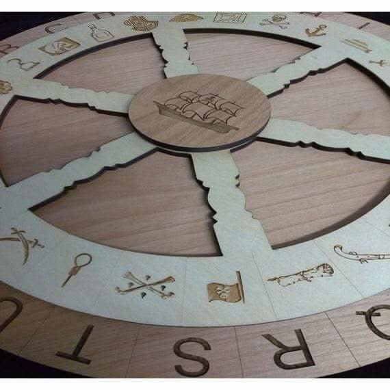 16 inch Pirate Themed Escape Room Cipher Wheel Prop - Creative Escape Rooms