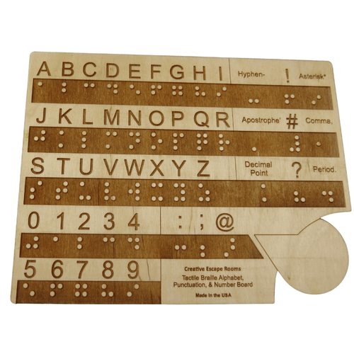 Tableau d'apprentissage avancé des chiffres et de la ponctuation de l'alphabet en braille