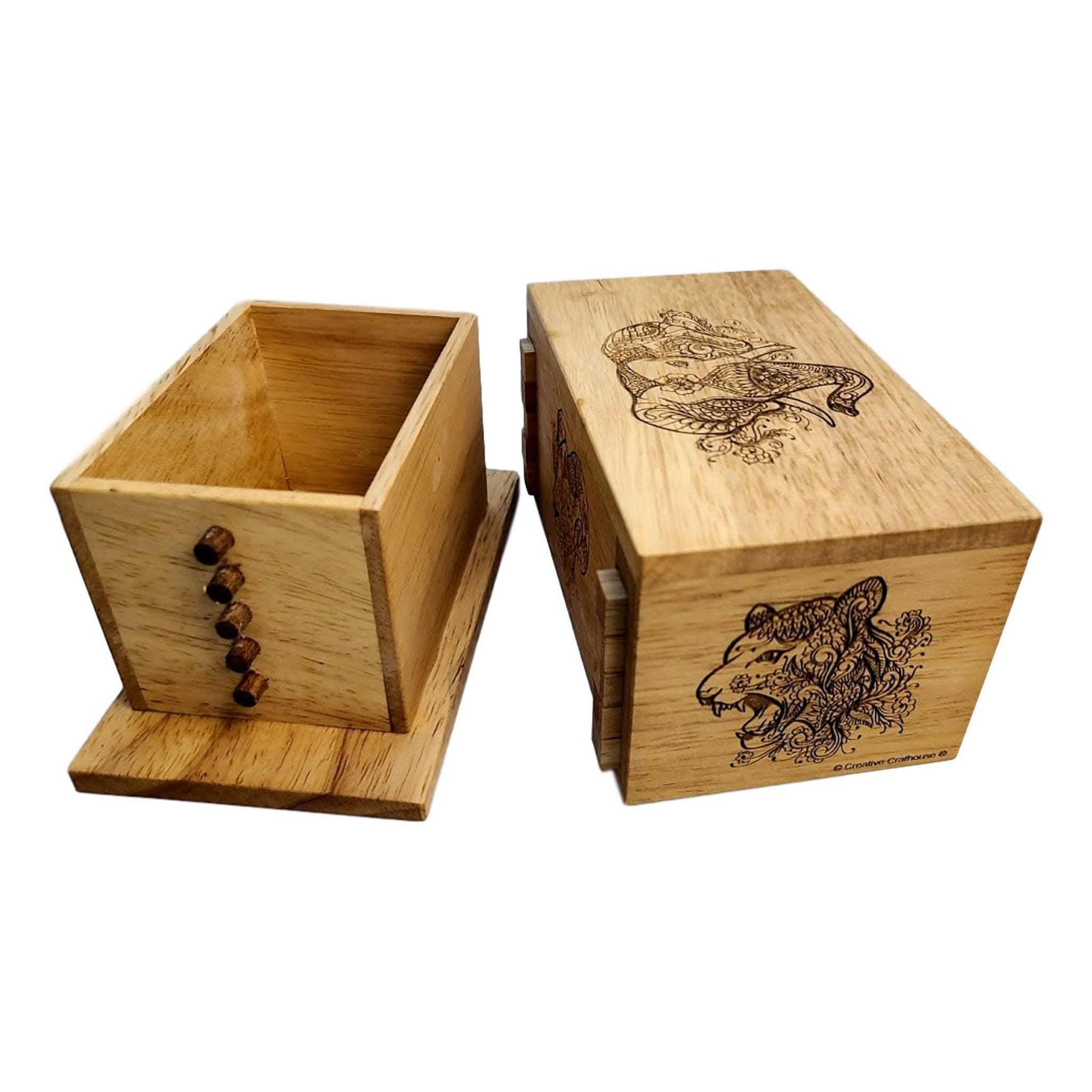 Animal Premium Secret Lock Box - Wooden Puzzle Box for Teens - Creative Escape Rooms