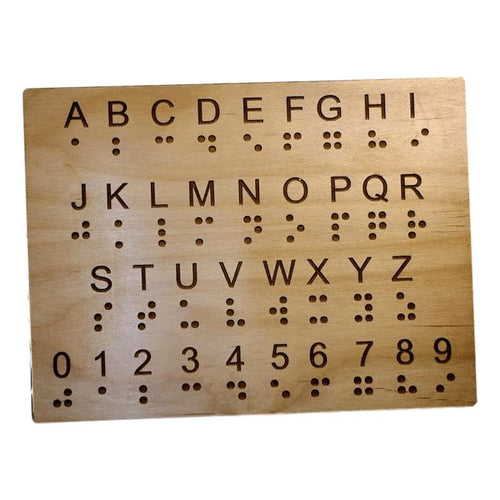 Braille alfabet og tal læringstavle - pædagogisk hjælpemiddel til undervisning af blindeskrift til seende