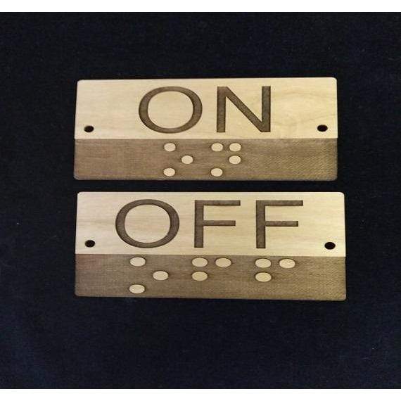 Braille ON and OFF Light Switch Sign Package