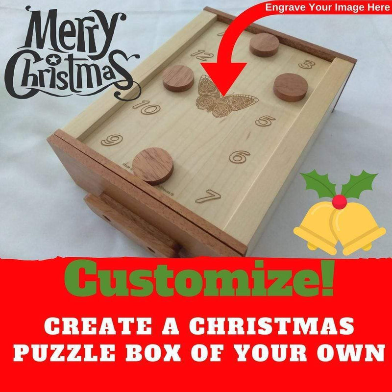 Caja de rompecabezas navideña para salas de escape -mag lock box