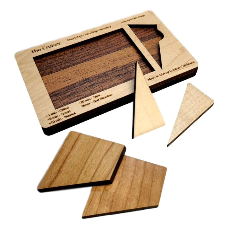 Christmas Gift for Teenagers - The Cruiser Wood Puzzle - Handmade in the USA Brain Teaser