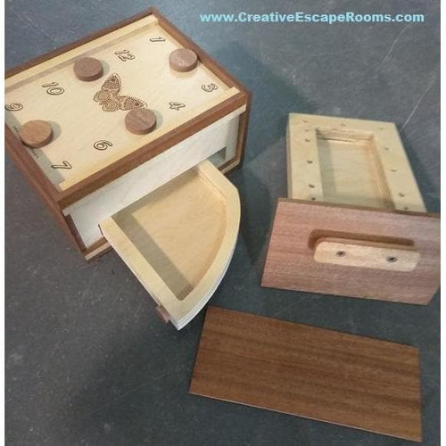 Caja de bloqueo magnético de doble cajón, caja de rompecabezas para sala de escape