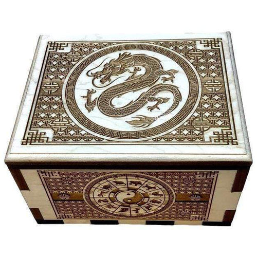 Dragon Puzzle Box - Caja giratoria de madera premium para salas de escape
