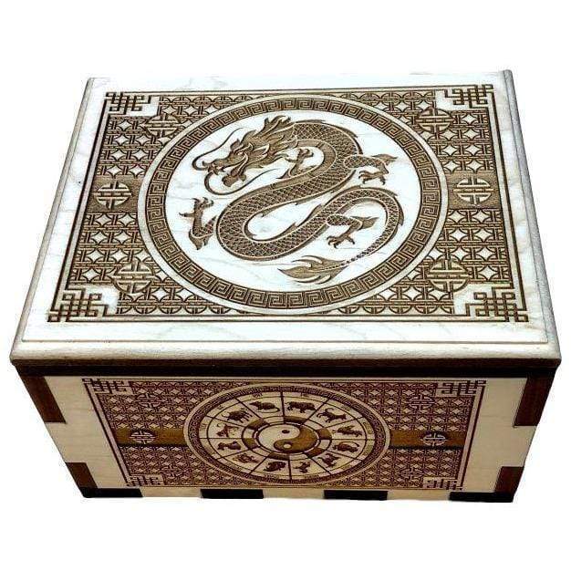 Drachen-Puzzle-Box – hochwertige Spinnbox aus Holz für Escape Rooms