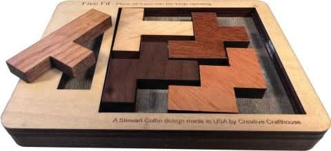 Five Fit Wood Puzzle - 10 out of 10 Difficulty Level - Creative Escape Rooms