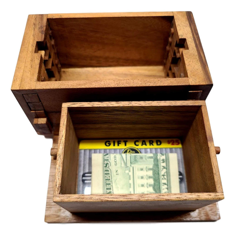 Porta carte regalo - scatola puzzle in legno - cassetta di sicurezza segreta