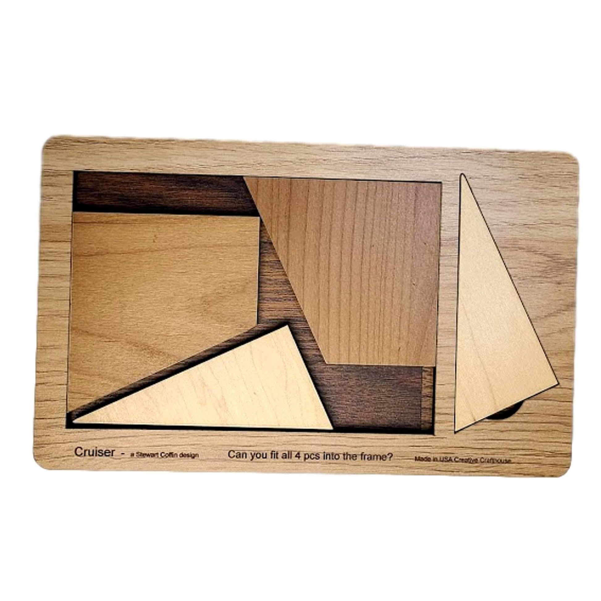 Large Wooden Brain Teaser Puzzle - The Cruiser - Desktop and Coffee Table Decor | Made in the USA - Creative Escape Rooms