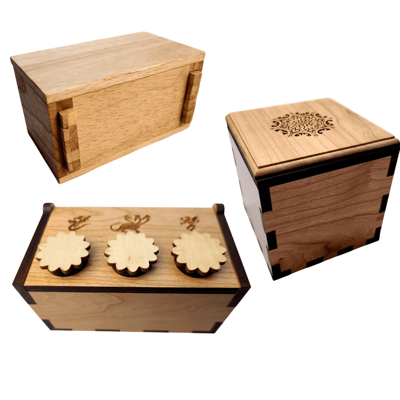 Puzzle box elskere - 3 træ puslespil box gave sæt