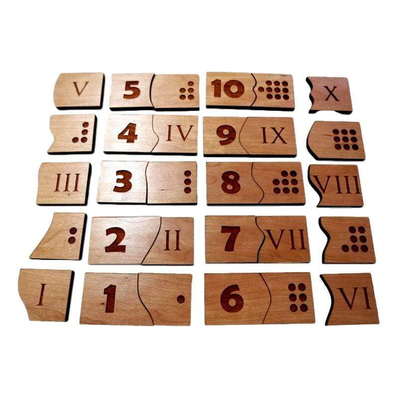 Puzzle Montessori con numeri romani e conteggio per bambini e neonati