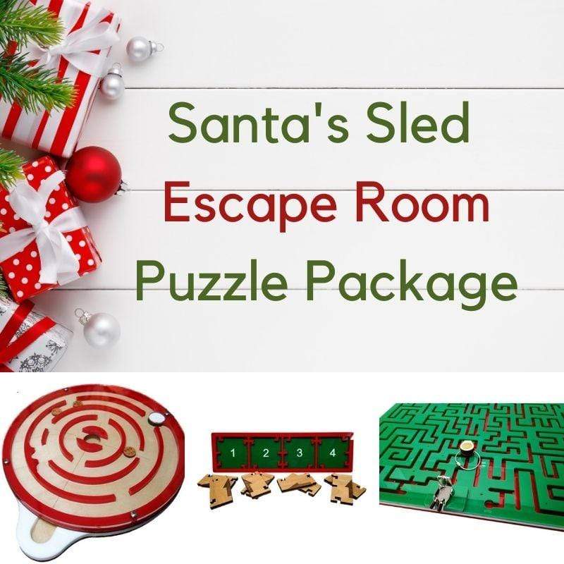 Pacchetto puzzle escape room a tema natalizio con slitta di Babbo Natale