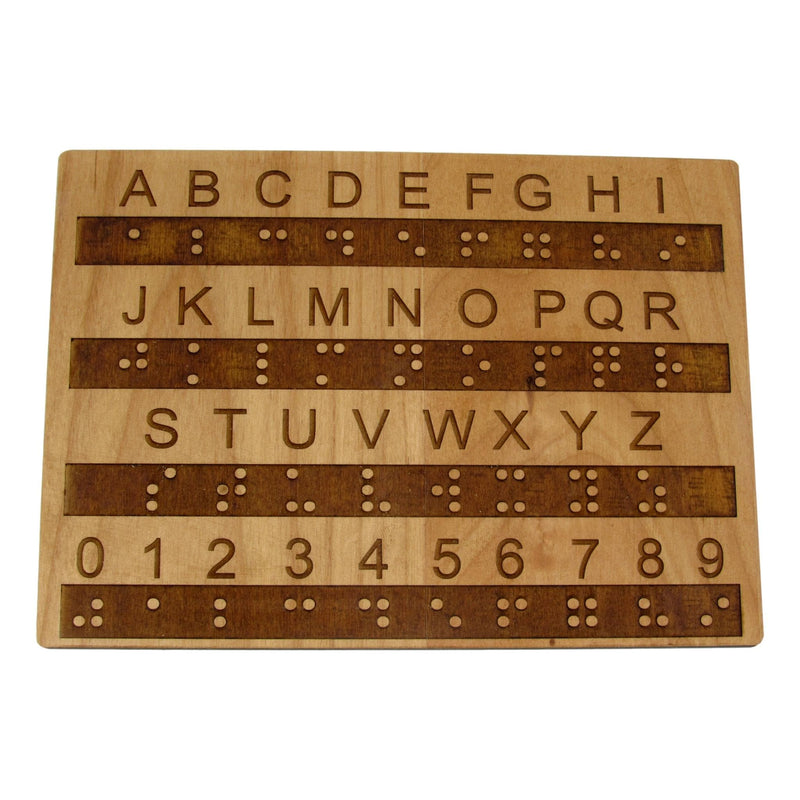 Taktile Braille-Alphabet- und Zahlentafel mit erhabenen Punkten