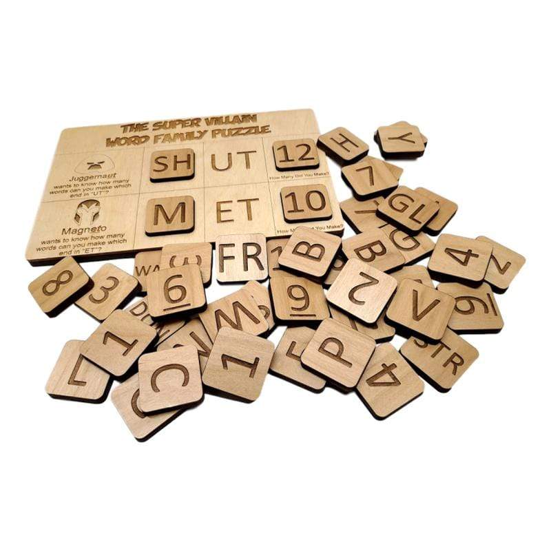 Il puzzle Montessori della famiglia delle parole del super cattivo per bambini e neonati