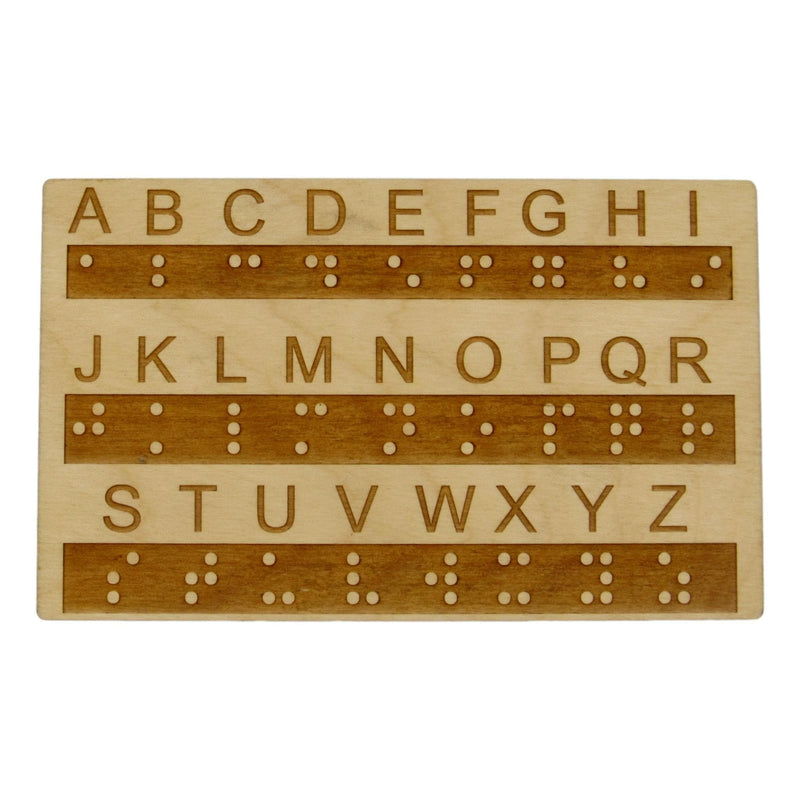 Træ Braille alfabettavle med hævede prikker | Uddannelsesværktøj for alle aldre | Montessori læring | Håndlavet i USA