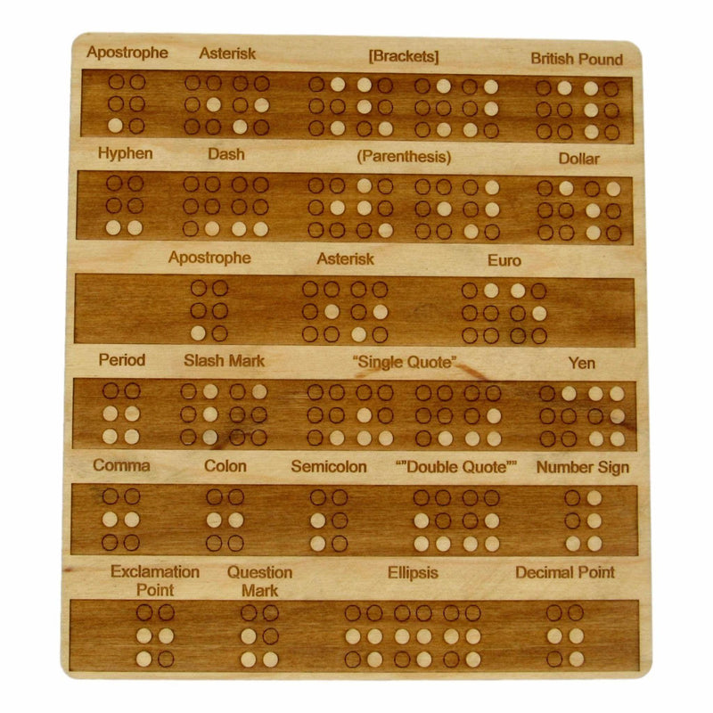 Wooden Braille Punctuation and Currency Learning Tablet - Montessori Educational Teaching Tool - Creative Escape Rooms