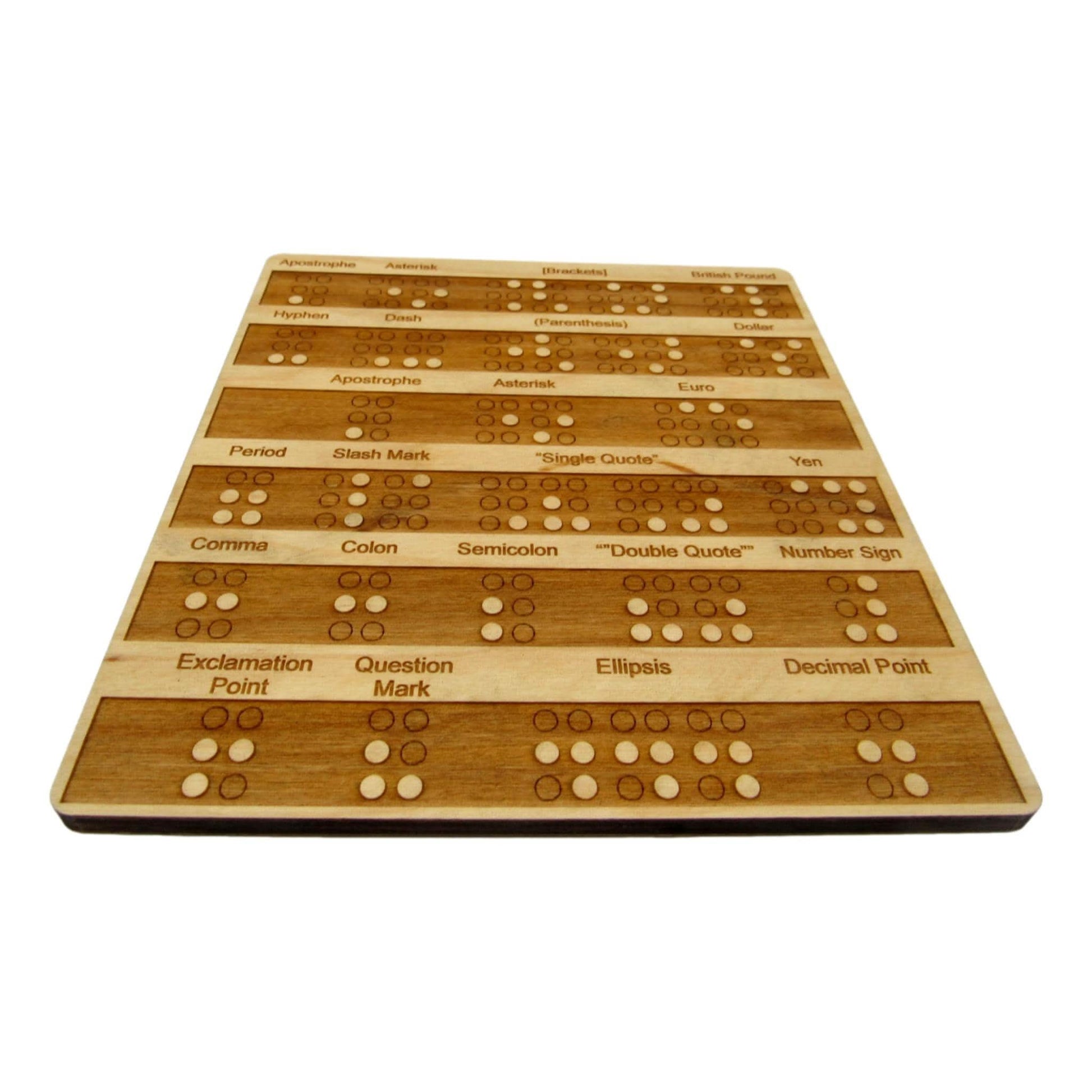 Wooden Braille Punctuation and Currency Learning Tablet - Montessori Educational Teaching Tool - Creative Escape Rooms