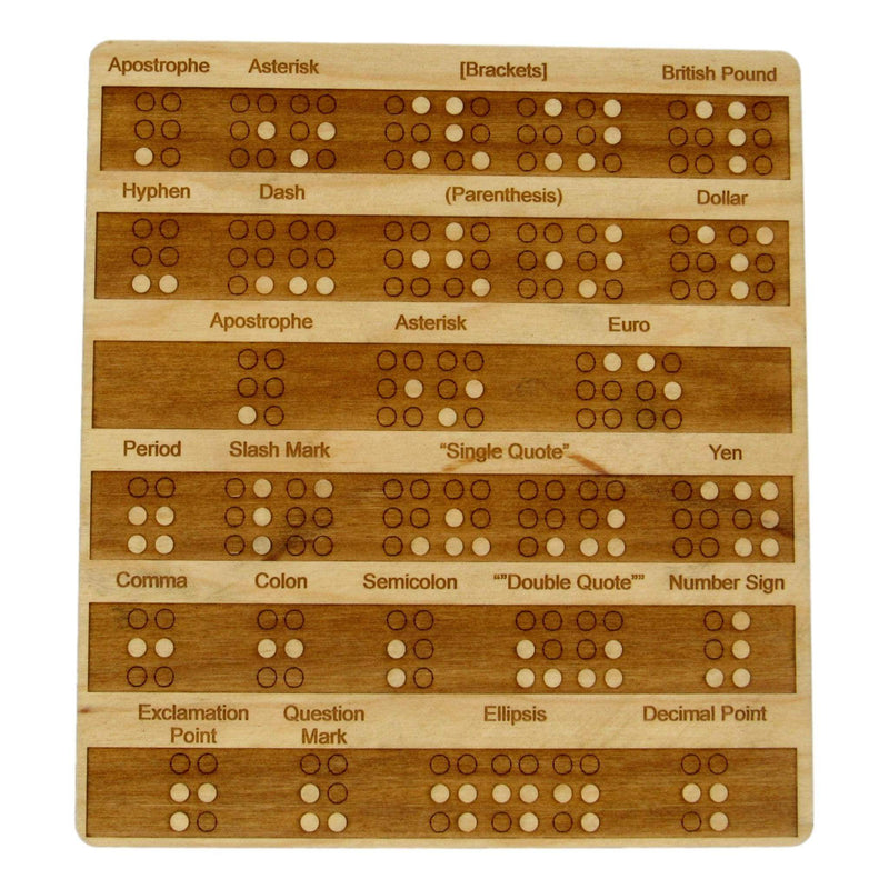 Wooden Braille Punctuation and Currency Learning Tablet - Montessori Educational Teaching Tool